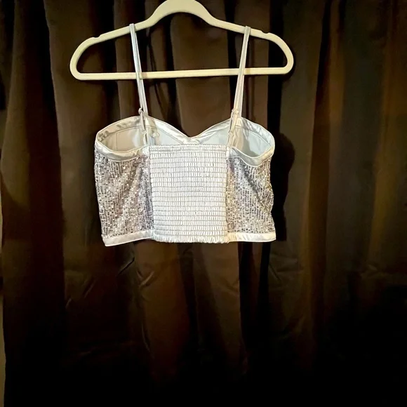 Ladies Madden NYC Tank Top, Size Large,Silver sequins,PARTY DOWN - Picture 3 of 4